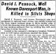 David J. Pennock, Well Known Davenport Man, is Killed in Silvis Shops