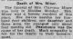 Death of Mrs. Miner Death of Mrs. Miner
