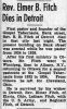 Rev. Elmer B. Fitch Dies in Detroit Rev. Elmer B. Fitch Dies in Detroit