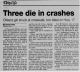 Three die in crashes
Orleans girl struck at crosswalk, two killed on Hwy. 17 Three die in crashes
Orleans girl struck at crosswalk, two killed on Hwy. 17