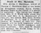 Death of Mrs. Markham Death of Mrs. Markham