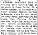 Former Resident Dies Former Resident Dies