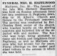 Funeral Mrs. H. Hazelwood Funeral Mrs. H. Hazelwood