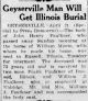 Geyserville Man Will Get Illinois Burial Geyserville Man Will Get Illinois Burial