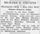 RICHARD H. STEVENS
Huntington Child, 3, Dies After Brief
Illness--Funeral Today RICHARD H. STEVENS
Huntington Child, 3, Dies After Brief
Illness--Funeral Today