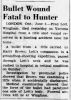 Bullet Wound Fatal to Hunter Bullet Wound Fatal to Hunter